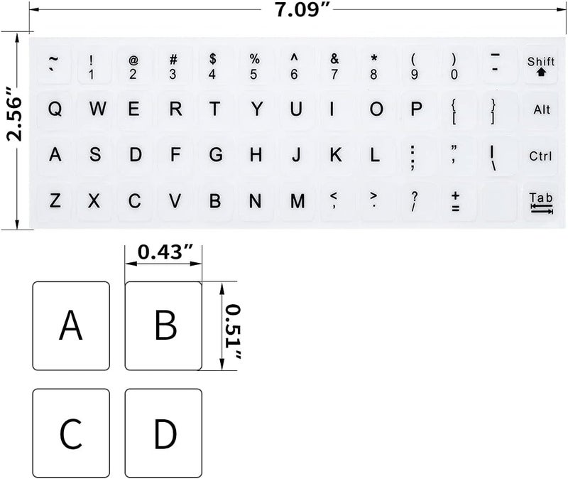 CaseBuy (2PCS Pack) English Keyboard Stickers, Universal Keyboard Replacement Letters English White Background with Black Lettering for Laptops Computer, Matte Keyboard Alphabet Stickers -White - Image 2